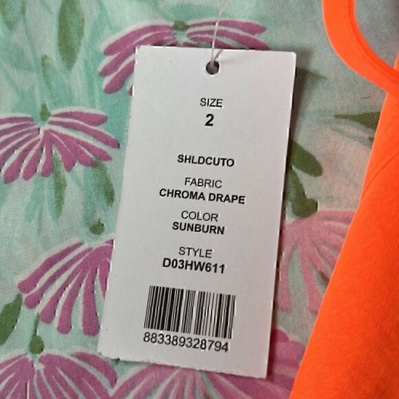 Helmut Lang Chroma Drape Neon Sunburn Silk Blend Strappy Mini Dress Size 2 NWT - Picture 12 of 14